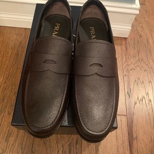 Prada Brown Saffiano Leather Loafer